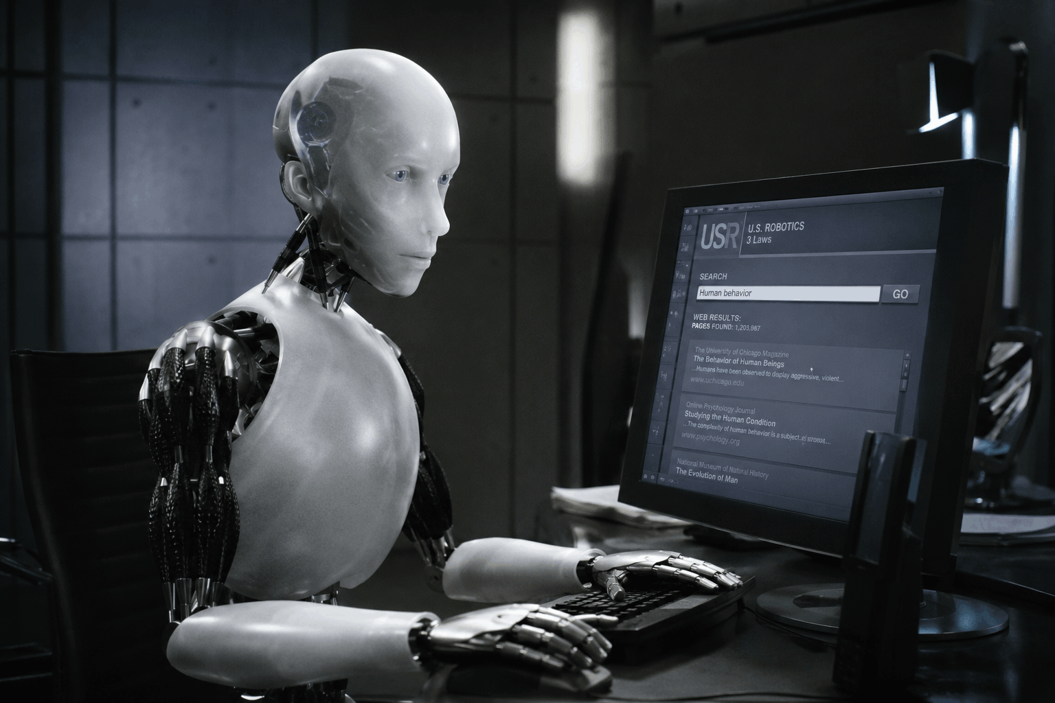 Humanoid robot researching human behavior