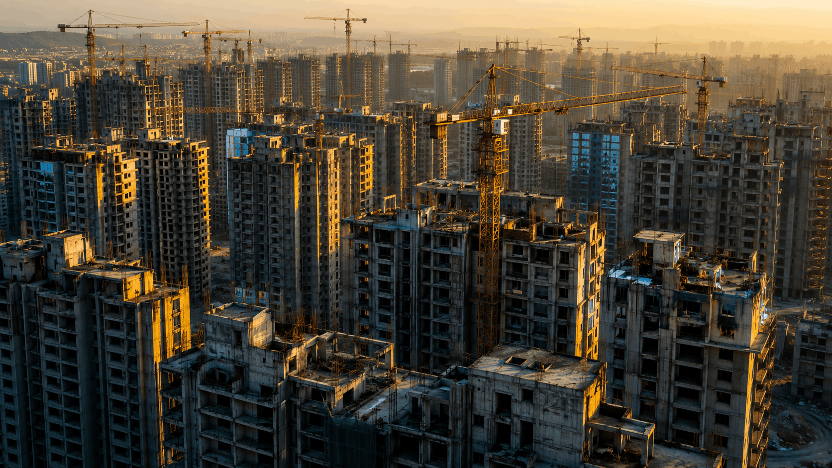 Golden Hour Megacity Under Construction